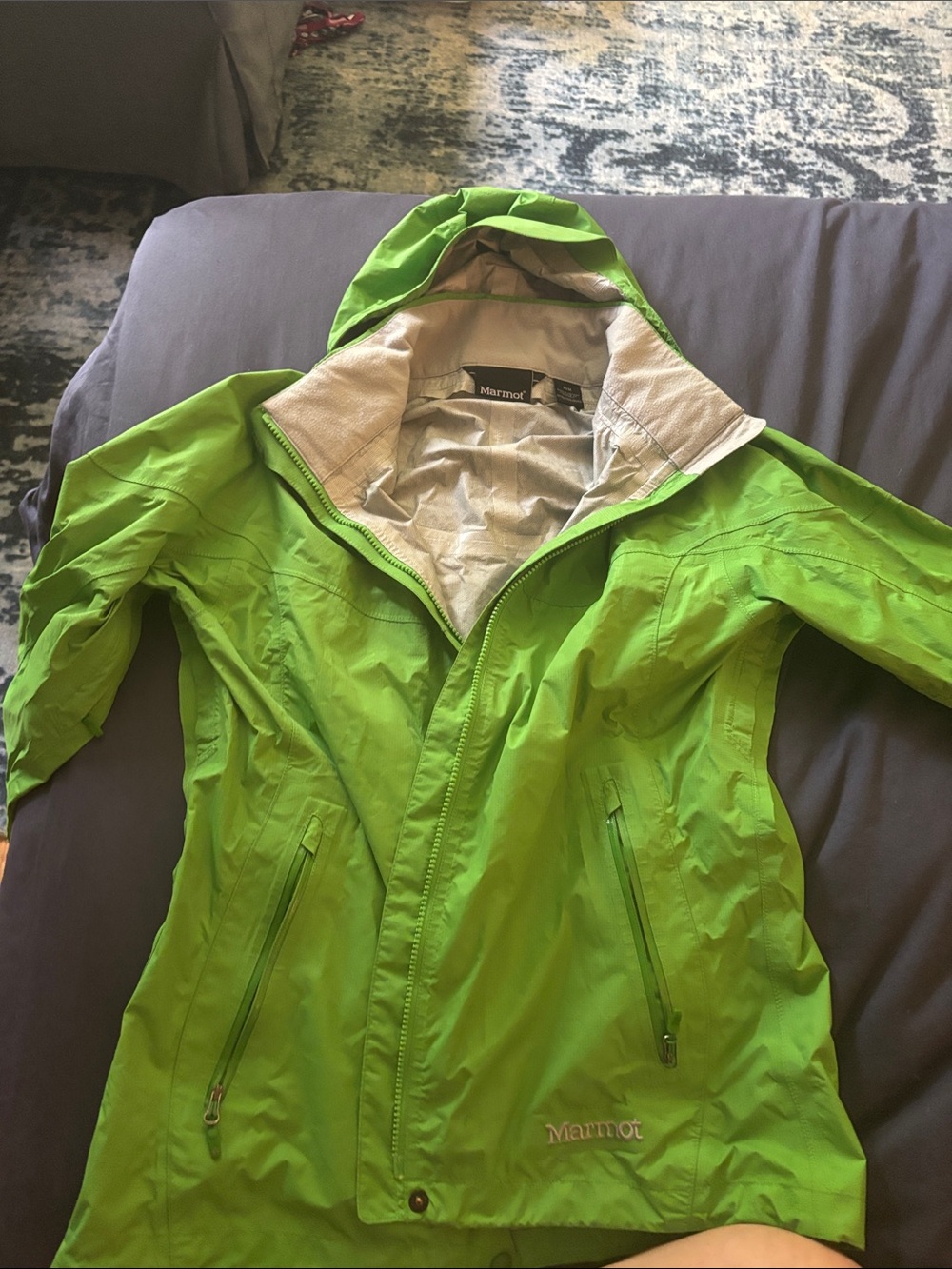 Marmot Women's Bright Green Hooded Rain Jacket